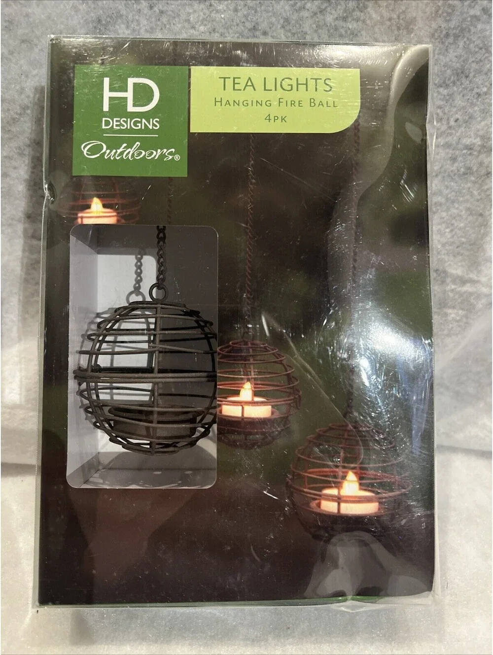 Tea Lights Hanging Fire Ball 4 Pack